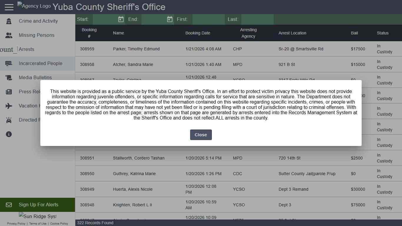 Yuba County Sheriff's Office - Incarcerated People